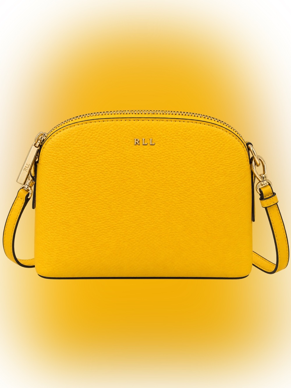 Lauren Ralph Lauren Bright Yellow Pebbled Leather Dome Crossbody